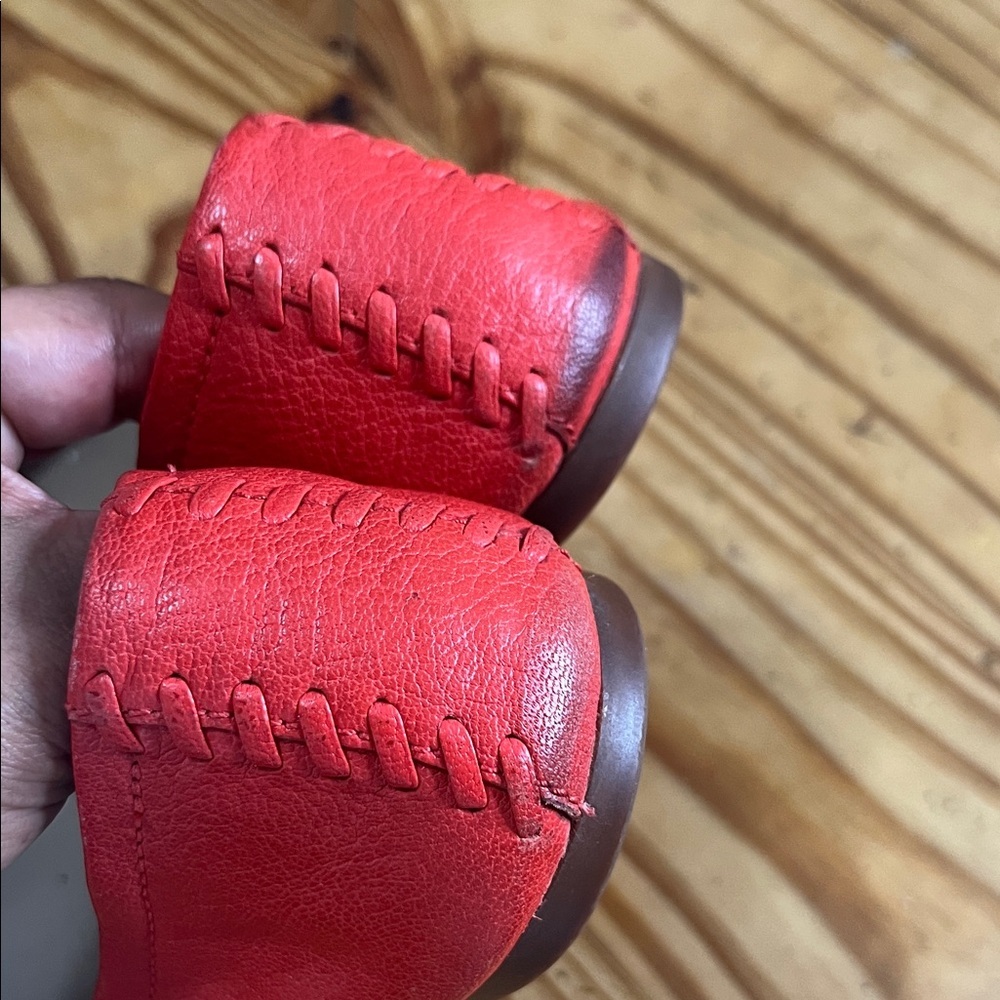 TORY BURCH Allie Napa Leather Ballet Flats in Samba Coral Red - Picture 4 of 8